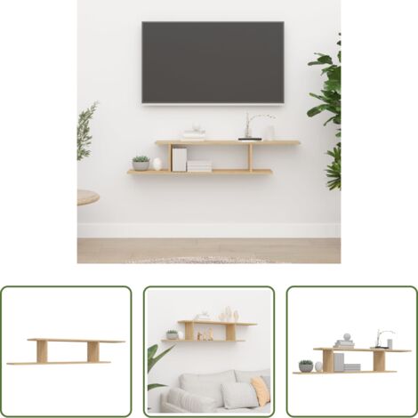 Scaffale da parete -  Scaffale TV Parete Rovere Sonoma 125x18x23 cm Legno Multistrato