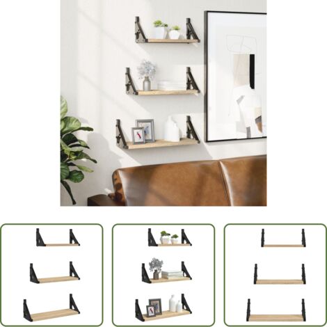 Scaffale da parete -  Set Mensole Parete 3pz Rovere Sonoma in Legno Multistrato