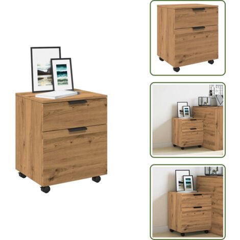 Scaffale da ufficio - vidaXL Schedario con Ruote Rovere 45x38x54 cm Legno Multistrato - Scaffale in legno