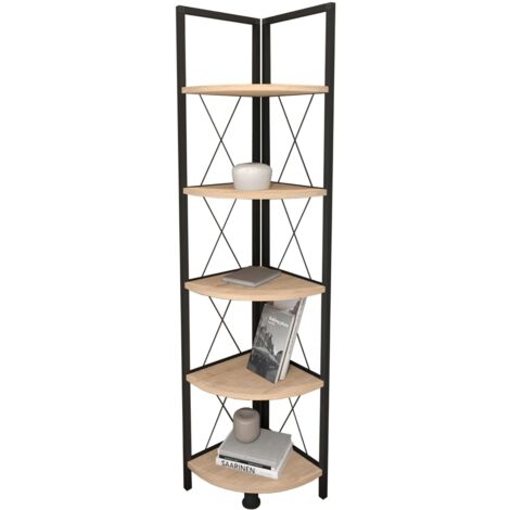 Scaffale d'angolo Rus Miroytengo Color Oak Safir e nero 160x67x34 cm