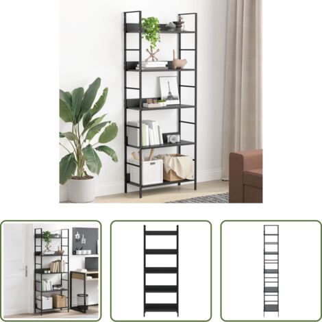Scaffale Decorativo -  Scaffale Libri 5 Ripiani Nero 60x27,6x128,5cm Legno Multistrato