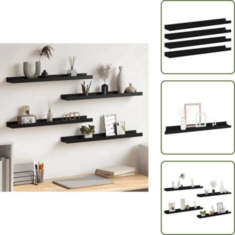 Scaffale decorativo - vidaXL Mensole da Parete 4 pz Nere 60x9x3 cm - Scaffale per piante
