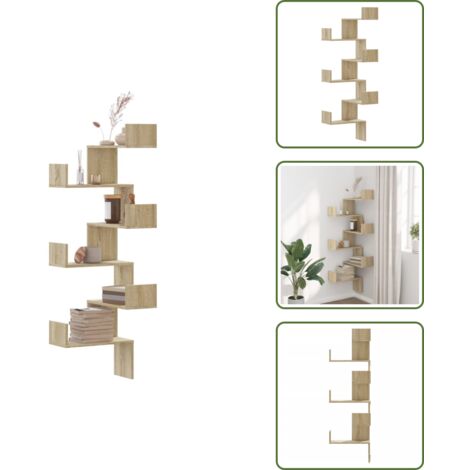 Scaffale decorativo - vidaXL Scaffale Angolare a Muro Sonoma 45x45x147 cm Legno Multistrato - Scaffale per salotto