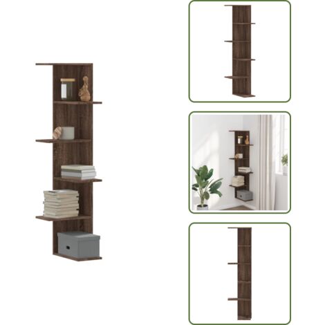 Scaffale decorativo - vidaXL Scaffale Angolare Muro Rovere Marrone 36,5x36,5x140 cm Legno - Scaffale salva spazio