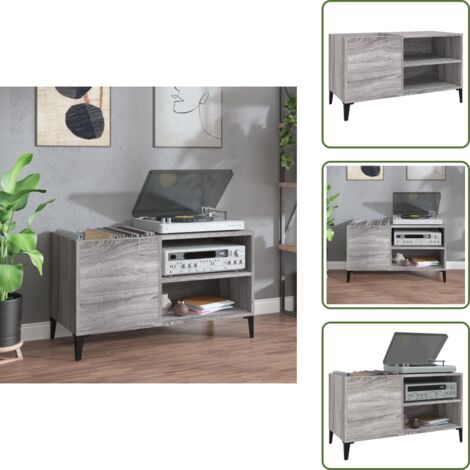 Scaffale dischi - vidaXL Mobile Porta Dischi Grigio Sonoma 84,5x38x48 Legno Multistrato - Scaffale vinile