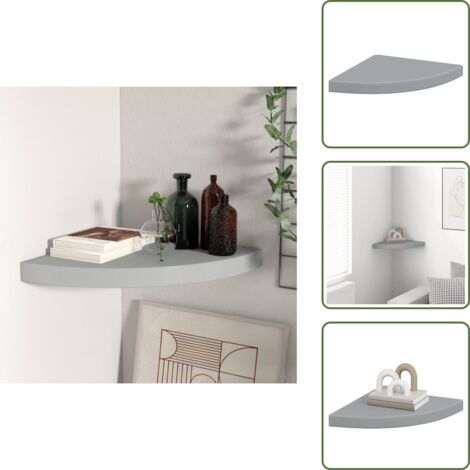 Scaffale espositivo - vidaXL Scaffale Angolare a Parete Grigio 35x35x3,8 cm in MDF - Scaffale per libri