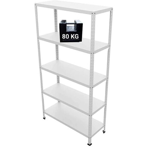 GRIMA scaffale 5 ripiani in metallo "ettore" bianco portata 400 kg 100x40x187 cm