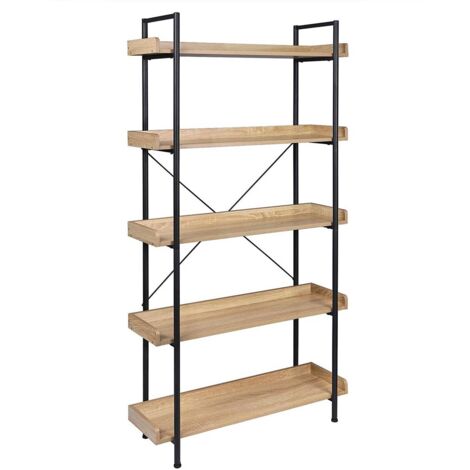 Scaffale freestanding con 5 ripiani 91×25,5×173 cm rovere chiaro 190000144