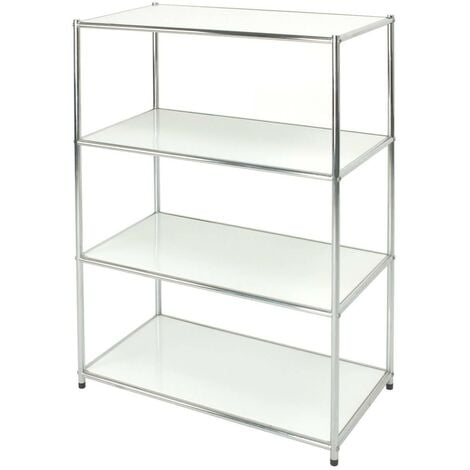 Scaffale In Acciaio Cromato 4 Ripiani Bianchi Tosini E-408012w