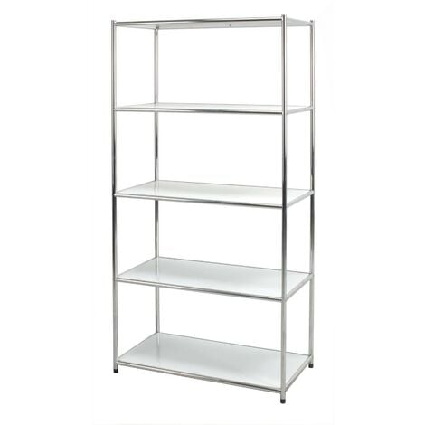 Scaffale In Acciaio Cromato 5 Ripiani Bianchi Tosini E-408016w