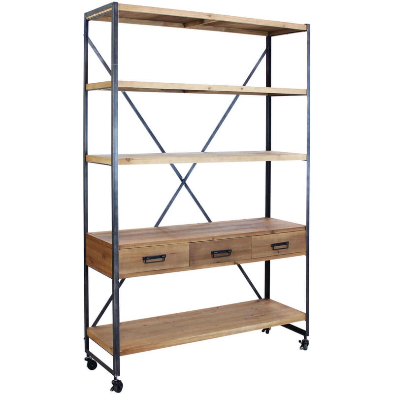 Homeness - Scaffale in acciaio e legno a 4 ripiani Linea Classic