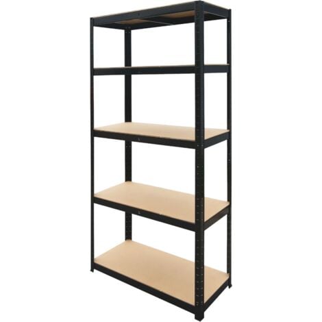 Scaffale in acciaio in kit 5 piani in MDF ad incastro Brixo Black 150 kg