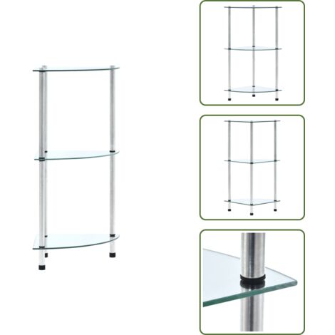 Scaffale in acciaio inossidabile - vidaXL Scaffale a 3 Livelli Trasparente 30x30x67 cm in Vetro Temperato - Scaffale per collezioni