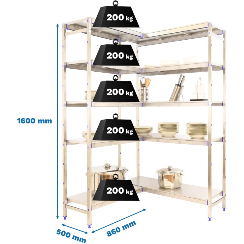 Simonrack Mensola in Acciaio Inossidabile 5 Mensole