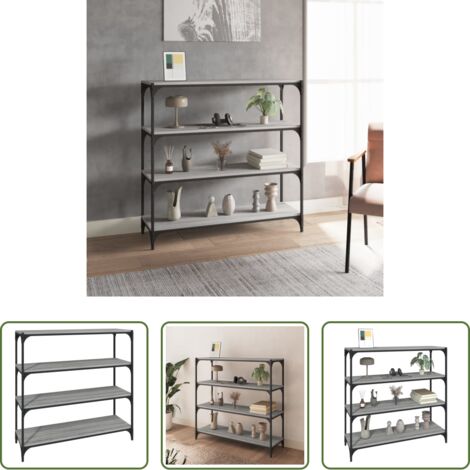 Scaffale in acciaio -  Libreria grigio sonoma 100x33x100cm Legno Multistrato e Acciaio
