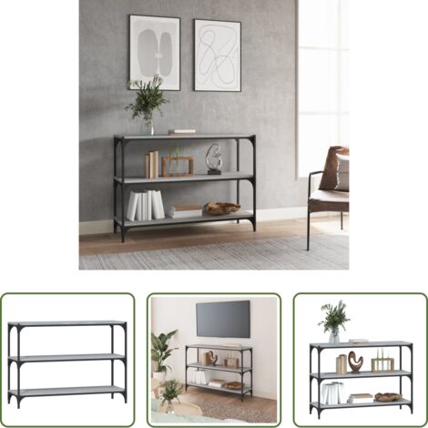 Scaffale in acciaio -  Libreria Grigio Sonoma 100x33x70,5 cm Legno Multistrato Acciaio