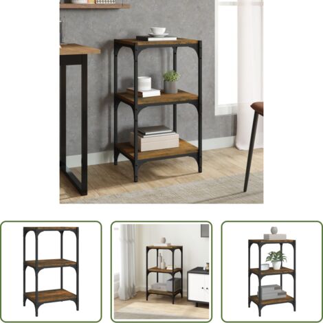 Scaffale in acciaio -  Libreria rovere fumo 40x33x70,5cm Legno Multistrato e Acciaio