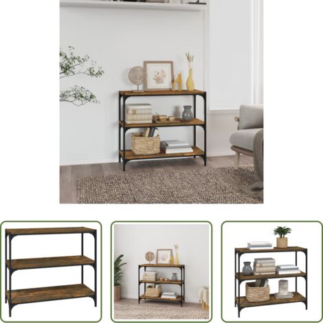 Scaffale in acciaio -  Libreria rovere fumo 80x33x70,5 cm Legno Multistrato e Acciaio