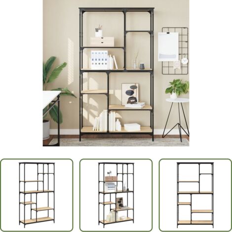Scaffale in acciaio -  Libreria Rovere Sonoma 99x35,5x176 cm Legno Multistrato Acciaio