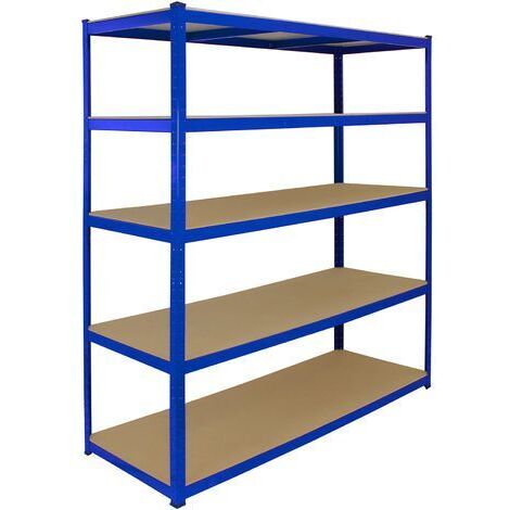 Scaffale in Acciaio Senza Bulloni T-Rax Blu Largo 160cm per Garage e Magazzino