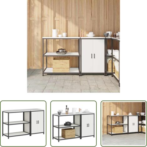 Scaffale in acciaio -  Set di Stoccaggio per Cucina con lo scaffale 2 pcs Bianco
