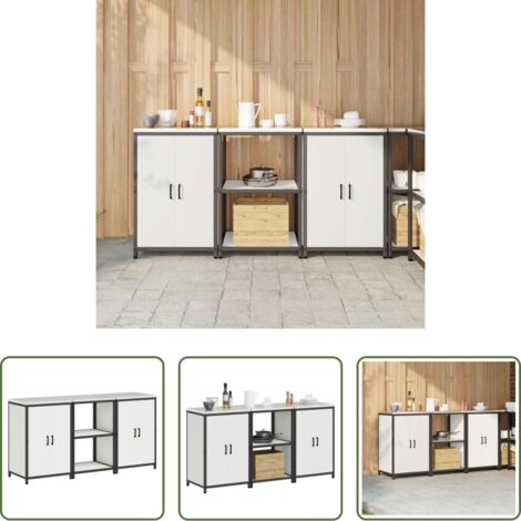 Scaffale in acciaio -  Set di Stoccaggio per Cucina con lo scaffale 3 pcs Bianco