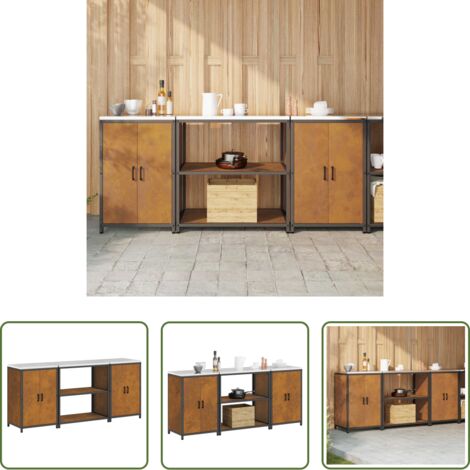 Scaffale in acciaio -  Set di Stoccaggio per Cucina con lo scaffale 3 pcs Ruggine