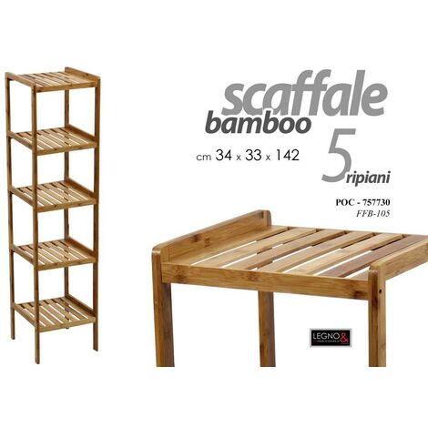 Scaffale in bamboo cucina bagno cm 34 x 33 x 142 h
