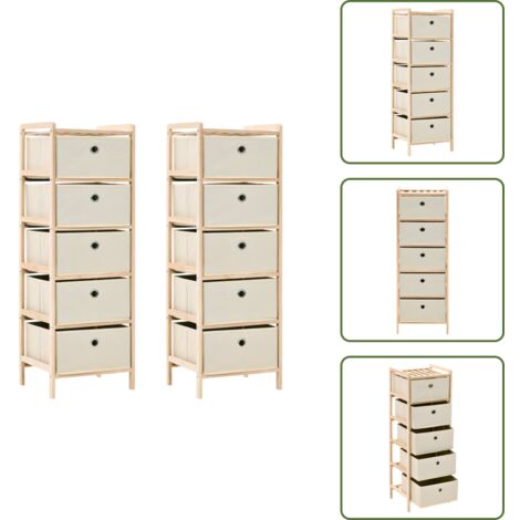 Scaffale in cedro - vidaXL Scaffali con 5 Cesti in Tessuto 2 pz in Legno di Cedro Beige - Scaffale per interni