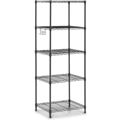 Scaffale In Filo Metallico Scaffalatura Metallo Ripiani 55x45x150 cm 150 kg Nero