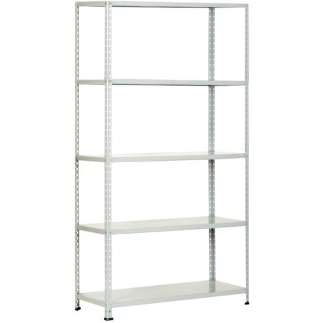 Scaffale in kit 5 ripiani lamiera di acciaio grigio 40x100x186h - Salone