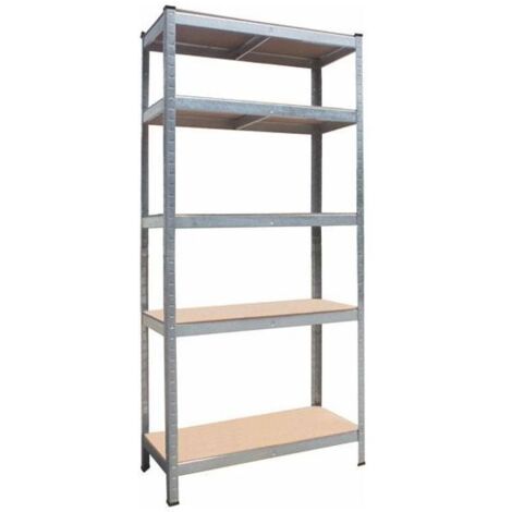 Scaffale in kit con 5 ripiani in legno, dimensioni 90x40x180 cm, portata 175 kg per ripiano
