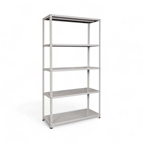 Scaffale in kit grigio con 5 ripiani angolari interi - 100x40xH200 cm