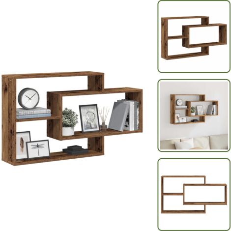 Scaffale in legno antico - vidaXL Scaffale a Parete Legno Antico 104x20x58,5 cm in Truciolato - Scaffale per collezioni