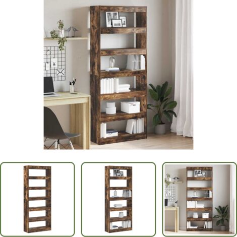 Scaffale in legno -  Armadio per Libri con lo scaffale Rovere fumé 80 x 30 x 198 cm