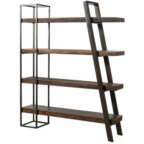Scaffale in legno di acacia / legno riciclato 150x35x180 laccato marrone SEVILLA 10