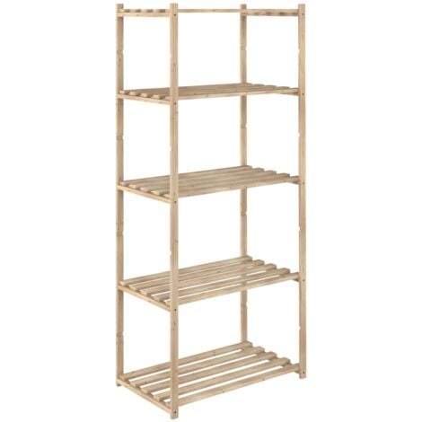 scaffale in legno di pino con 5 ripiani - 171x65x40 cm