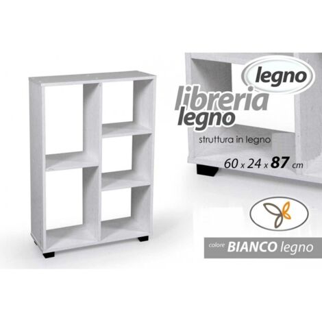 Scaffale in Legno Ermes cm 60x24xh.87 Colore Bianco