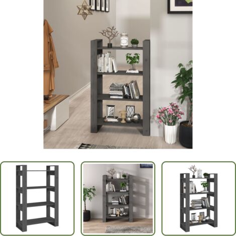 Scaffale in legno -  Libreria/Divisorio Grigio 80x35x125 cm Legno Massello di Pino