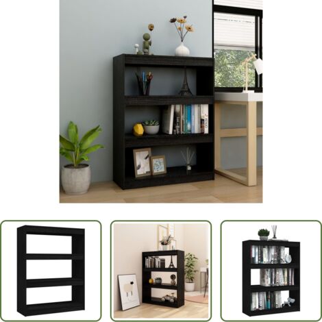Scaffale in legno -  Libreria/Divisorio Nero 100x30x103 cm in Legno Massello di Pino