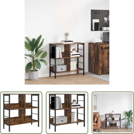 Scaffale in legno -  Libreria Rovere fumé 82 x 32 x 79 cm Legno multistrato