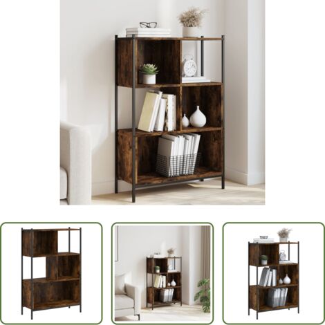 Scaffale in legno -  Libreria Rovere Fumo 72x28x109 cm in Legno Multistrato