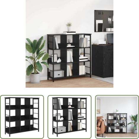 Scaffale in legno - Libreria Rovere Nero 102 x 32 x 104,5 cm Legno multistrato