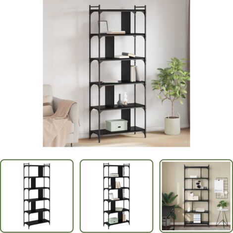 Scaffale in legno - Libreria Rovere nero 76 x 32 x 192 cm Legno multistrato