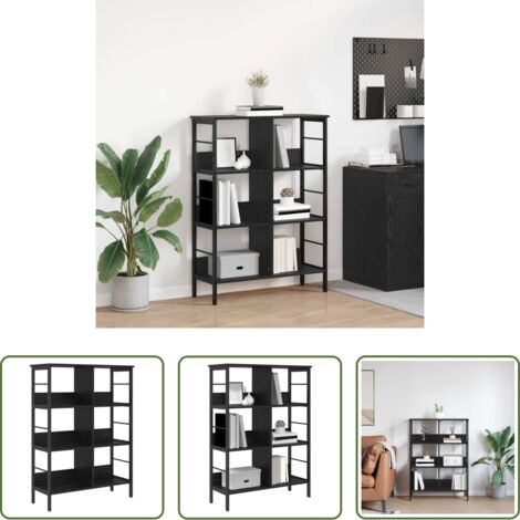 Scaffale in legno - Libreria Rovere Nero 82 x 32 x 112 cm Legno multistrato