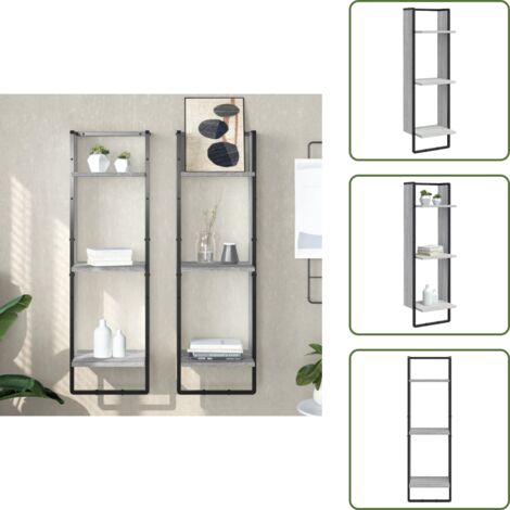 Scaffale in legno multistrato - vidaXL Scaffale Parete 3 Ripiani Grigio Sonoma 30x25x100cm Multistrato - Scaffale grigio