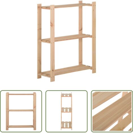 Scaffale in legno -  Scaffale a 3 Livelli 60x28,5x90 cm in Legno Massello di Pino