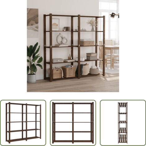 Scaffale in legno -  Scaffale a 5 Livelli Marrone 170x38x170 cm in Legno di Pino