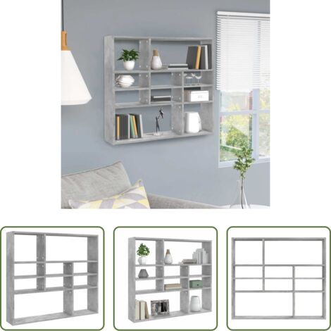 Scaffale in legno -  Scaffale a Parete Grigio Cemento 90x16x78 cm Legno Multistrato