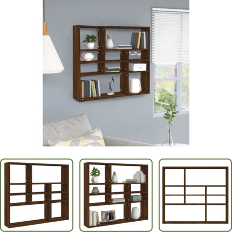 Scaffale in legno -  Scaffale a Parete Rovere Marrone 90x16x78 cm Legno Multistrato